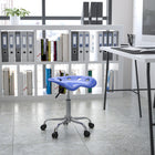 Flash Furniture Vibrant Nautical Blue Tractor Seat & Chrome Stool-5.5'' Height Range Adjustment
