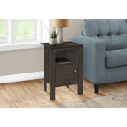 Monarch Specialties 2145 Accent Table - Brown Oak Night Stand With Storage-Finished in brown oak for a warm tone that will draw attention to your stylish living room, bedroom, family room, or den