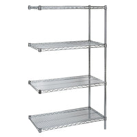 Kleton Chromate Wire Shelving, 4 Shelves with Add-On Unit, 14"D x 63"H x 30"W-Heavy-gauge shelves with open wire design minimize dust, improve air circulation and provide greater visibility of stored items