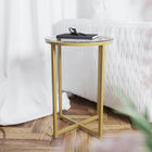 Flash Furniture Greenwich Collection Glass End Table with Matte Gold Frame-Cross Brace Frame
