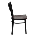 Flash Furniture HERCULES Series Black Grid Back Metal Restaurant Chair - Mahogany Wood Seat-Grid Back Design