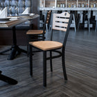 Flash Furniture HERCULES Series Black Slat Back Metal Restaurant Chair - Natural Wood Back & Seat-Curved Support Bar