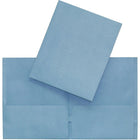 Hilroy Twin Pocket Portfolio - Letter-Size - Light Blue-Light blue leatherine paper cover. Solid colour on exterior and interior.