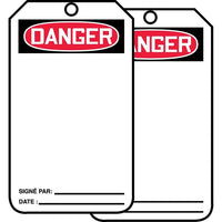 Blank Header Safety Tags, Danger, SED647, 25 Pack-Language - French
