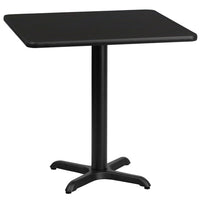 Flash Furniture 30'' Square Laminate Table Top, Black with 22'' x 22'' Table-Height Base (XUBK3030T2222)-Hospitality Table