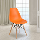 Flash Furniture Elon Series Orange Plastic Chair with Wooden Legs-Protective Plastic Floor Glides