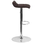 Flash Furniture Contemporary Vinyl Adjustable Height Barstools with Quilted Wave Seat & Chrome Base - Brown - 2 Pack-Brown Vinyl Upholstery