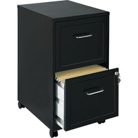 Hirsh 2 Drawer Vertical Mobile File Cabinet - Letter - Black-Full high-side drawers accommodate letter-size hanging file folders