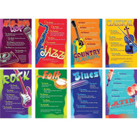 North Star Teacher Resources Bulletin Board Set, Music Genres, 8 Pack (NST3059)-Dimensions: 17"H x 11"W