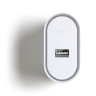 NXT Technologies Universal 1 USB Port Phone Charger - White-Wall charger with folding AC plug for portability