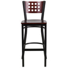 Flash Furniture HERCULES Series Black Cutout Back Metal Restaurant Barstool - Mahogany Wood Back & Seat - 2 Pack-Set of 2 Metal Dining Bar Stools