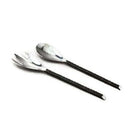 Elegance Gibraltar 2-Piece Salad Server Set, Matte Black/Stainless Steel (70002)-Salad serving set