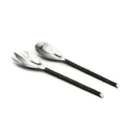 Elegance Gibraltar 2-Piece Salad Server Set, Matte Black/Stainless Steel (70002)-Salad serving set