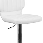 Flash Furniture Contemporary Vinyl Adjustable Height Barstool with Vertical Stitch Back & Chrome Base - White-Swivel Seat