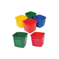Globe 6Qt Sanitation Pail, 13.38" x 8.75", Yellow, 6 Pack (3616Y)-High Density Polypropylene with Metal Handle