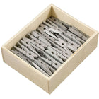 JAM Paper Wood Clothing Pin Clips, Medium, 1 1/8, Silver, 2 Packs of 50, 100 Total (230731035g)-Silver Plastic