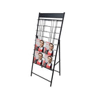 FuTECH Brochure Holder with 16 Pockets - 20.5"W x 52.5"H - Black-Black