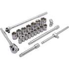 Dynamic Tools 1/2" Drive 22 Piece 6 Point Standard, SAE Socket Set, 3/8" - 1-5/16"-Contains: 3/8", 7/16", 1/2", 9/16", 5/8", 11/16", 3/4", 13/16", 7/8", 15/16", 1", 1-1/16", 1-1/8", 1-3/16", 1-1/4", 1-5/16", 5" & 10" Extensions, 45 Tooth Ratchet, Universal Joint, Flex Handle, T-handle