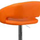Flash Furniture Contemporary Orange Vinyl Adjustable Height Barstool with Rounded Mid-Back & Chrome Base-Height Adjustable Seat with Gas Lift