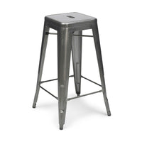 Plata Import Tolix Stool, No back, Counter Height, Gunmetal (M-94116)-Metal