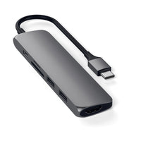 Satechi Type-C Slim Multimedia Adapter V2 - Space Grey-Type-C Multi-Port Adapter V2 seamlessly combines your essential ports into a sleek, compact device