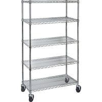 Kleton Wire Shelf Cart, Chrome Plated, 60" x 92" x 24", 800 Lbs. Capacity-Capacity: 800 lbs.