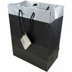 Jam Paper Gift Bags with Rope Handles - Large - 10" x 13" x 6" - Black Pinstripe with Silver Top - 24 Pack-Quantity: 24 per pack