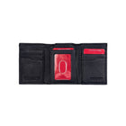 Champs Black Label Leather RFID Tri-fold Wallet, Navy-3 slot pockets