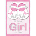 Rosedale 5-1/2" x 8" Baby Girl Greeting Cards And Envelopes, 6 Pack (19674)-Printed on premium uncoated card stock