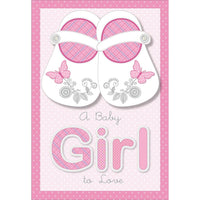Rosedale 5-1/2" x 8" Baby Girl Greeting Cards And Envelopes, 6 Pack (19674)-Printed on premium uncoated card stock