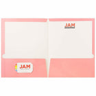 JAM Paper Glossy Two Pocket Presentation Folders, Baby Pink, 100 Pack (31225348D)-Material: Cardstock