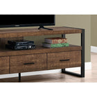 Monarch Specialties 2820 Tv Stand - 60"L/Brown Reclaimed Wood-Look/3 Drawers-Contemporary, industrial-inspired design finished in a rustic brown reclaimed-look