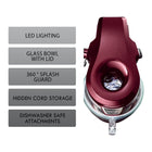 Kenmore Elite Ovation Stand Mixer with Pour-In Top - 5 qt - Burgundy-Large capacity 5 qt glass bowl with storage lid