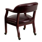 Flash Furniture Oxblood Vinyl Luxurious Conference Chair with Accent Nail Trim & Casters-Open Back Design