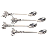 Elegance Set of 4 Silver Plated Teapot Spoons with Crystal-Crafted of silver plated material