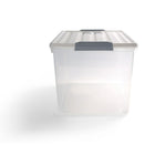 TRU RED 58.2 L Plastic Storage Tote with Locking Lid-Hinged locking lid doubles as a tray for added convenience