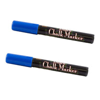 Marvy Uchida Broad-Point Liquid Chalk Markers - Erasable - Dustless - Blue - 2 Pack-Colour: Blue