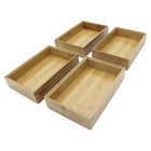 Cathay Importers Bamboo Stackable Rect Organizer 9"W x 6"D x 2"H - Natural - 4 Pack-Carbonized bamboo, smooth finish