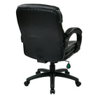 Work Smart Executive Mid Back Bonded Leather Chair, Black -360° Swivel Seat