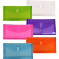 JAM Paper Plastic Envelopes with Hook & Loop Fastener, #10, 5.25 x 10, 1 Expansion, Assorted Colours Poly, 6 Pack-Size: #10 (5.25 x 1 x 10 inches)