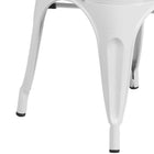 Flash Furniture White Metal Indoor-Outdoor Stackable Chair-Drain Holes in Seat
