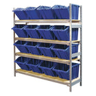 Kleton Wide Span 4 Shelf Shelving with Plastic Bins, Green-Ideal for storing supplies in warehouses or shops