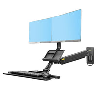 North Bayou 22"-27" Wall Mount Sit-Stand Desk Workstation, Dual Monitor - Black (MC27-2AB)-Sit-stand dual screen workstation