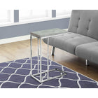 Monarch Specialties 3372 Accent Table - Grey Cement With Chrome Metal-Dimensions: 25 x 18 x 10