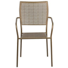 Flash Furniture Gold Indoor-Outdoor Steel Patio Arm Chair with Square Back-Integrated Arms