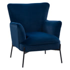 CorLiving LSS-201-C Elwood Wingback Accent Chair in Blue-Modern black metal legs for stability