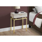 Monarch Specialties 3463 Accent Table - 24"H/Beige Marble/Gold Metal-Bold and modern architectural gold metal base