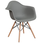 Flash Furniture Alonza Series Plastic Chair with Wooden Legs - Moss Grey-Moss Grey Plastic Finish