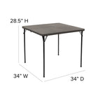 Flash Furniture 34" Square Bi-Fold Dark Grey Plastic Folding Table with Carrying Handle-Folds in half for storage and travel