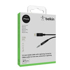 Belkin 3.5 mm Audio Cable With Lightning Connector-Built-in Digital to Analog converter outputs high resolution audio